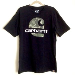 Carhartt Camo Logo T-Shirt Streetwear Workwear 100% Cotton Sz S Loose Fit